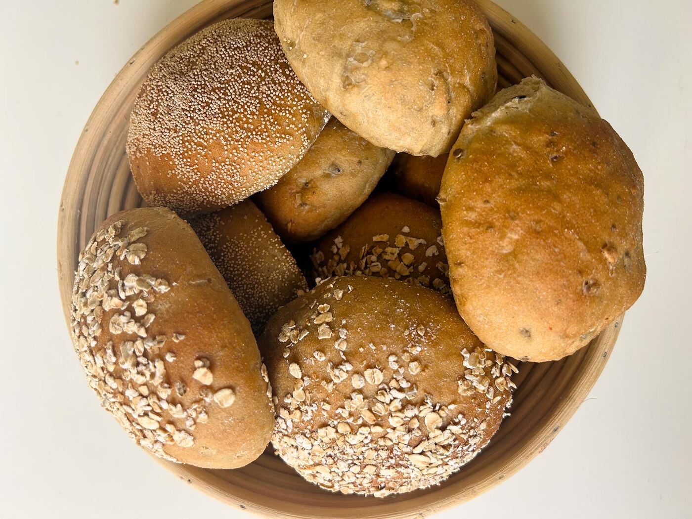 Multigrain and whole wheat bread rolls