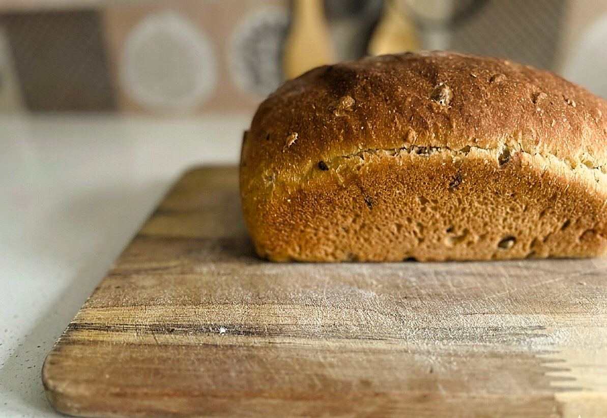 Freshly baked multigrain bread loaf